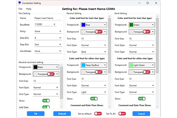 EPSC Serial Port Monitor Connection Setting