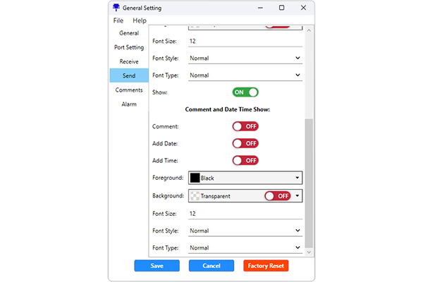 EPSC Serial Port Monitoring Send Setting